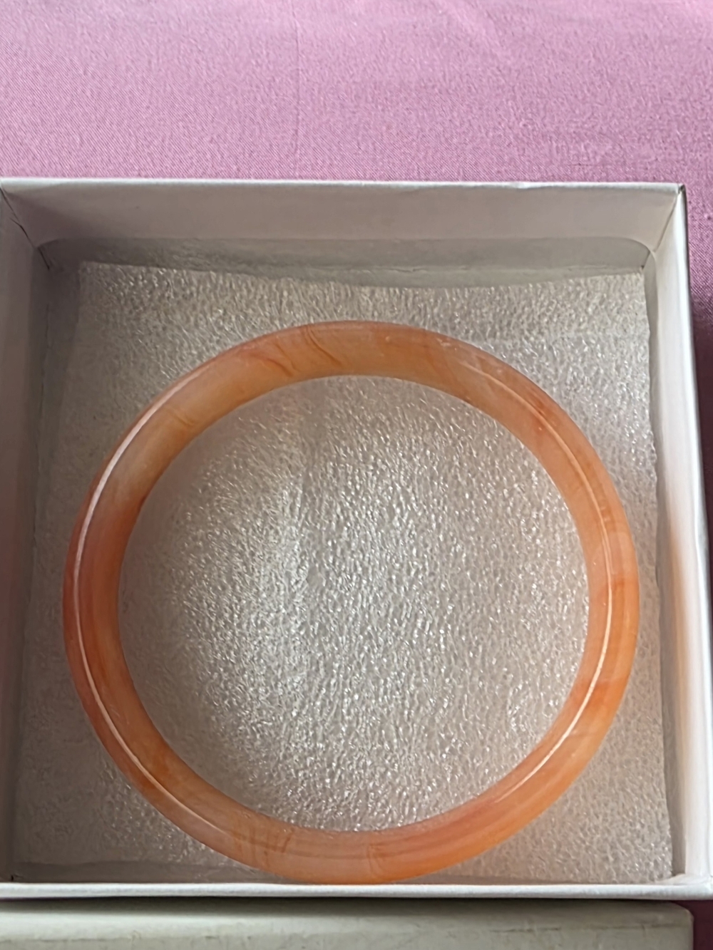 Jade Orange Translucent Round Bangle Bracelet